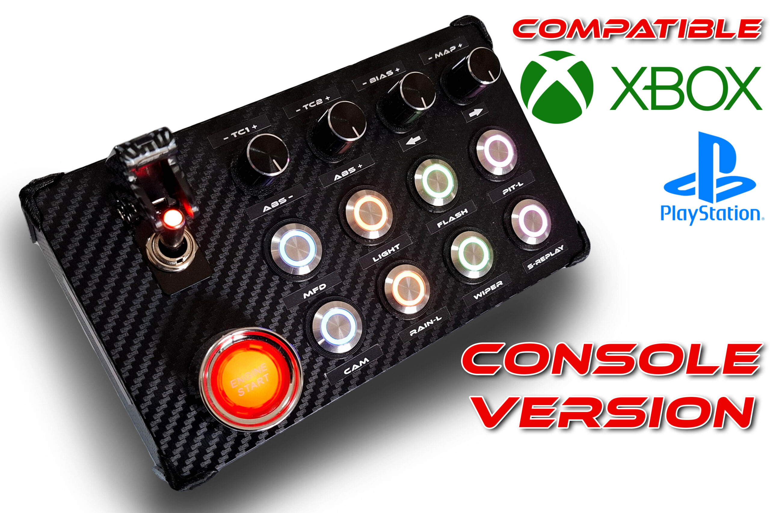 ButtonBox Pulsanti Luminosi in Metallo PC RGB Multicolore Button Box Sim Racing USB Plug & Play Start e Leva Luminosa 7
